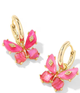 Bianca Butterfly Huggie Earrings in Pink Mix- Gold Tone