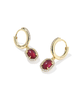 Daphne Crystal Frame Huggie Earrings in Dark Burgundy Illusion- Gold Tone