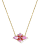 Abbie Crystal Pendant Necklace in Pink Mix- Gold Tone