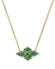 Abbie Crystal Pendant Necklace in Green Mix- Gold Tone