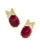 Daphne Bow Drop Earrings in Dark Burgundy Illusion- Gold Tone