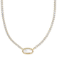Elisa Tennis Necklace in Ivory MOP- Gold Tone