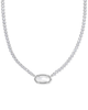 Elisa Tennis Necklace in Ivory MOP- Silver Tone