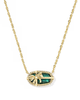 Elisa Bow Short Pendant Necklace in Pine Illusion- Gold Tone