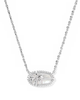 Elisa Bow Short Pendant Necklace in Iridescent Crystal Ivory Illusion- Silver Tone