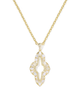 Abbie Crystal Long Pendant Necklace in Neutral Mix- Gold Tone