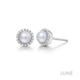 Round June Pearl Birthstone Stud Earrings with Halo