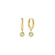 Gold Tone Dangling Mint Green Huggie Hoop Earrings