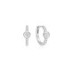 Silver Pave Row & Bezel Set Huggie Hoop Earrings