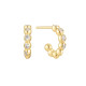 Gold Tone Bezel Beaded Huggie Hoop Earrings