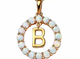 Sterling Silver/Gold Plated Created Opal Initial Necklace "B"