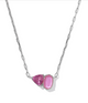 Tatum Short Pendant Necklace Rhodium w/ Azalea Pink
