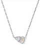 Tatum Short Pendant Necklace Rhodium w/ White CZ Mix