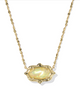 Elisa Scallop Frame Necklace Gold Tone w/ Yellow Iridescent Abalone