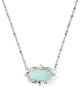 Elisa Scallop Frame Necklace Rhodium w/ Sea Green Chryscolla