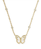 Cailey Butterfly Pendant Necklace Gold Tone w/ Ivory Mother of Pearl