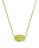 Elisa Luxe Pendant Necklace Gold Tone w/Light Green CZ