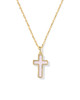 Cross Pendant Necklace Gold Tone w/Matte Blush Pink Dichoric