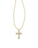 Cross Crystal Pendant Necklace Gold Tone w/White Crystal