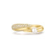 Gold Tone Sterling Silver Sparkle Pearl Crossover Adjustable Ring