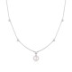 Sterling Silver Bezel Set Station Necklace with Shell Pearl Pendant