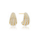 Gold Tone Sterling Silver Pave Shrimp Stud Hoop Earrings