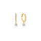 Gold Tone Sterling Silver Dangling Sparkle Huggie Hoop Earrings