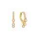 Gold Tone Sterling Silver Trio-Drop Huggie Hoop Earrings