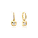 Gold Tone Sterling Silver Modern Bezel-Set Huggie Hoop Earrings