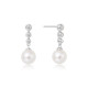 Sterling Silver Tennis Beaded Stone Pearl Drop Stud Earrings