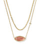 Ophelia Multi Strand Necklace Gold Burnt Orange Mother of Pearl