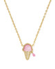 Ice Cream Pendant Necklace Gold Pastel Pink Mother of Pearl