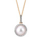Akoya and Diamond Halo Pendant Necklace