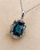 London Blue Topaz and Diamond Necklace-14KW
