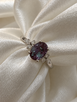 Oval Created Alexandrite and Diamond Ring-14KW