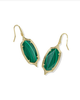 Dani Step Frame Drop Earring Gold Tone Green Malachite