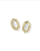 Ellie Step Frame Stud Earring Gold Tone Ivory Mother of Pearl