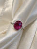 Natural Pink Tourmaline and Diamond Ring-14KW