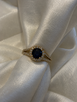 Round Sapphire and Diamond Ring-14KY