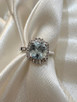 Aquamarine and Diamond Ring-14KW