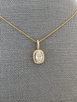 1.29cttw Lab Grown Oval Diamond Halo Pendant-14KY