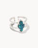 Abbie Double Band Ring in Teal Labradorite-Rhodium (M/L)