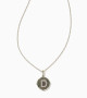 Letter "D" Reversible Disc Pendant in Black MOP- Rhodium