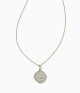 Letter "L" Reversible Disc Pendant in Black MOP- Rhodium