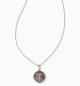 Letter "T" Reversible Disc Pendant in Black MOP- Rhodium