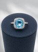 Blue Topaz and Diamond Halo Ring- 10KW