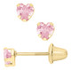 Pink Heart CZ Stud Earrings-14KY