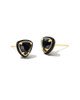 Arden Enamel Frame Stud Earrings in Black Agate- Gold Tone