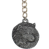 Dog Breed Keychain USA Pewter - Keeshound (2.5)