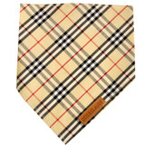 Otis & Claude Designer Dog Bandanna Woofberry Check Pattern, Small, Tan